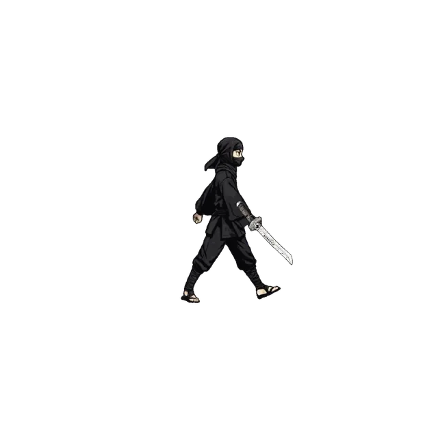 Animated result showing a character with a combined asset moving together in a spritesheet animation